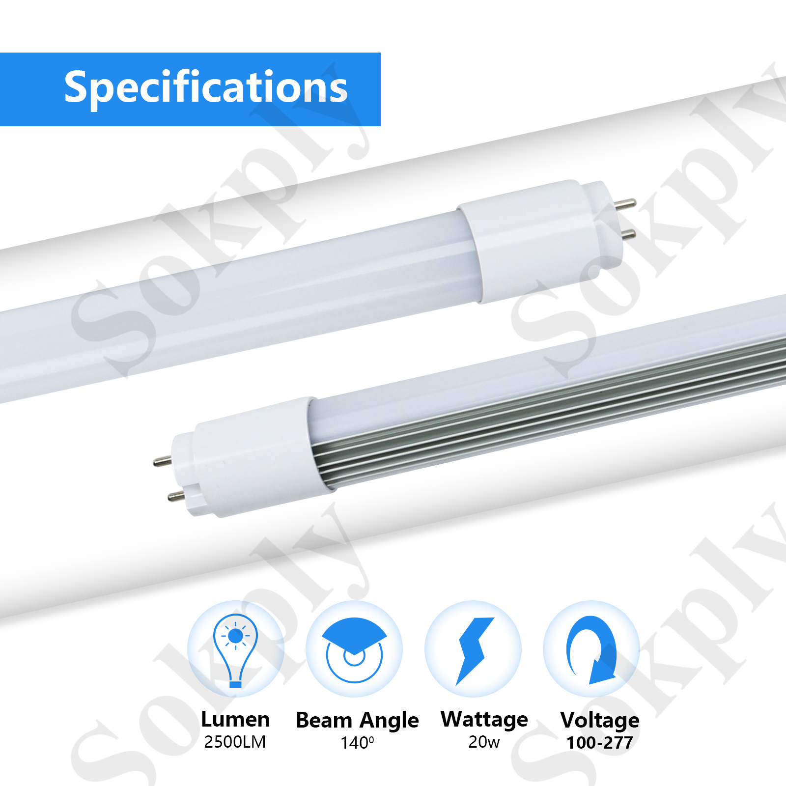 LED 4FT Tube 20W T8 G13 Hybrid Type A+B